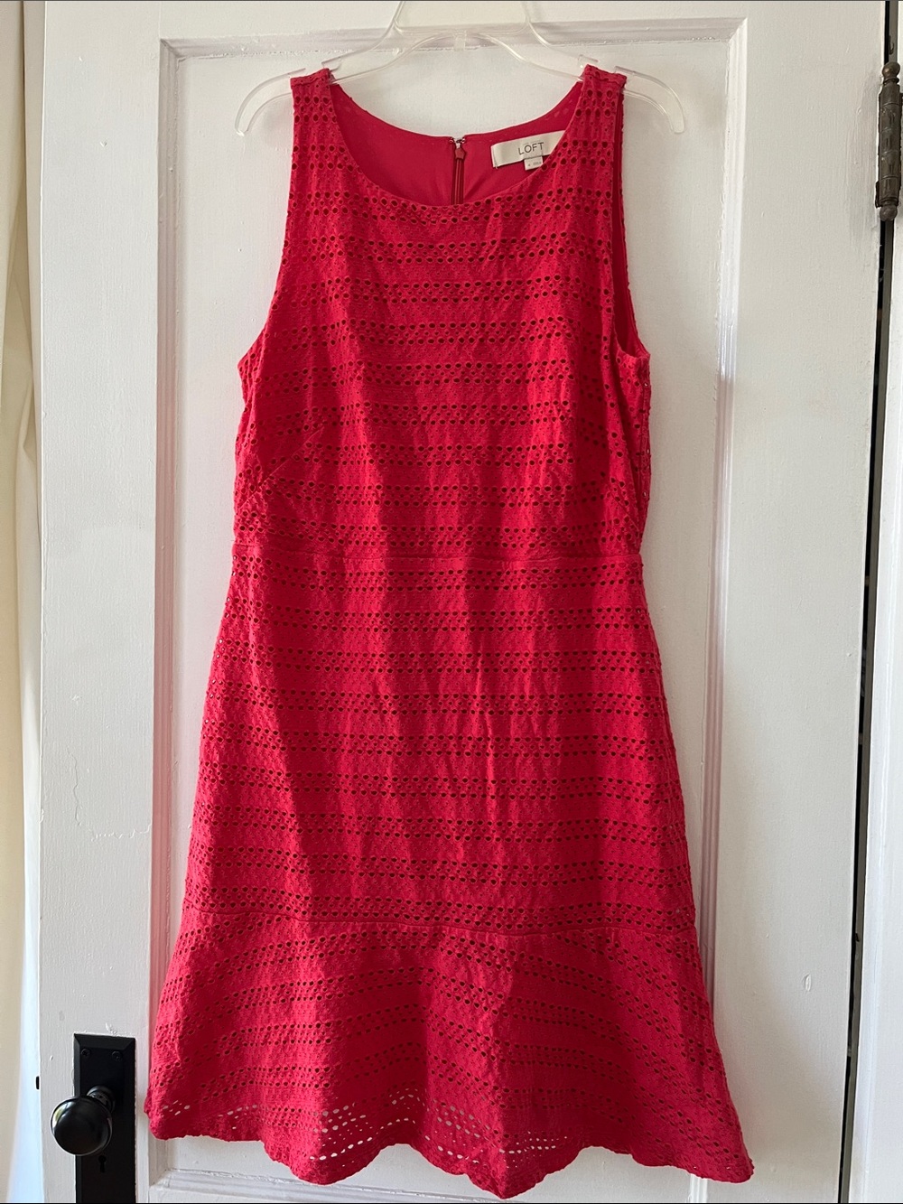 LOFT Dark Pink Eyelet Sleeveless Mini Dress